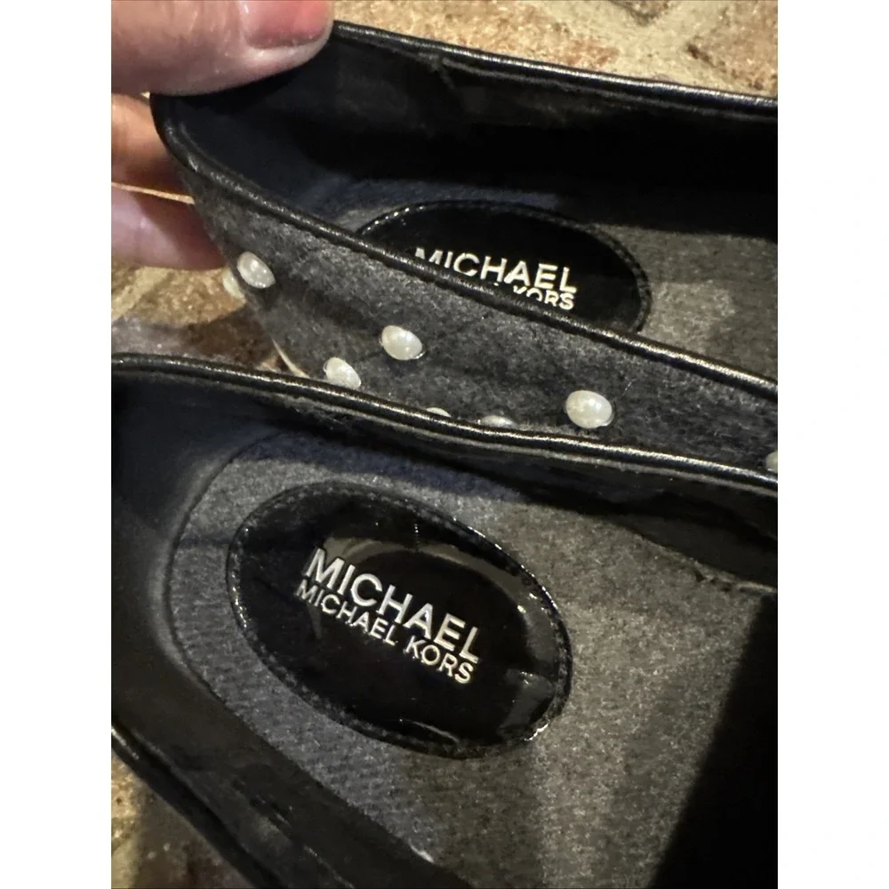 Michael‎ Kors Keaton Embellished Slip On Shoes Size 7.5M Gray With Pearls #131